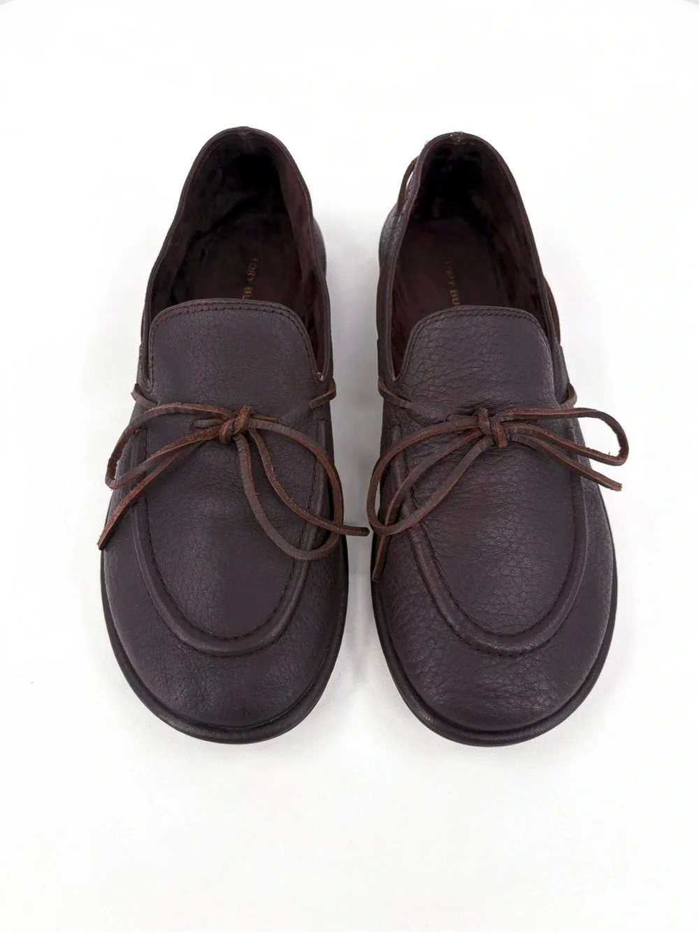 TORY BURCH The Boaty Brown Leather Boat Shoes 6.5